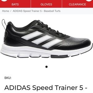 Adidas Men's Black and White Speed Trainer 5‎ Shoes Baseball Turfs size 10.5